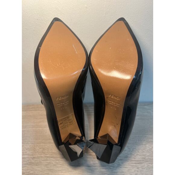 Fendi Patent Leather Diamond Heel Pointed Toe Ankle Booties Black Womens EU 41.5 - Picture 7 of 7